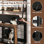 Industrial Dog Kennel Dog Crate Furniture with Storage Shelves-Rustic Brown