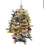 Large Parrot Chew Toy Wooden Bird Blocks Hanging Cage Toy Macaw African Grey