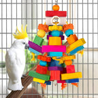 Large Parrot Toy Wooden Chew Blocks for Macaw African Grey Cockatoo Cage