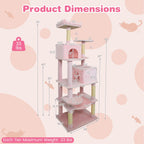Multi-level Cat Tree Modern Cat Tower with Upholstered Perch and 2 Cat Condo