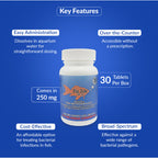 Fish Zole 250mg Tablet Aquarium – 30 Count – Water Care Support