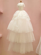 Handmade Ivory Angel Bridal Dog Dress – Luxury Long Train Wedding Gown for Dogs