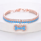 Blue Rhinestone Bone Charm Pet Necklace