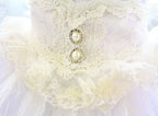 Handmade Victorian Luxury White Dog Wedding Dress with Crinoline Skirt – Bridal Pet Gown for Ceremony & Photoshoot