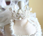 Luxury Pet Bridal Veil with Pearl Crown – Elegant Wedding Tiara Veil for Dogs & Cats