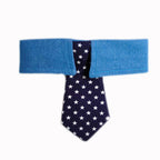 Patriotic Dog Tie Collar | Adjustable Blue Collar with Star Print Necktie for Dogs & Cats