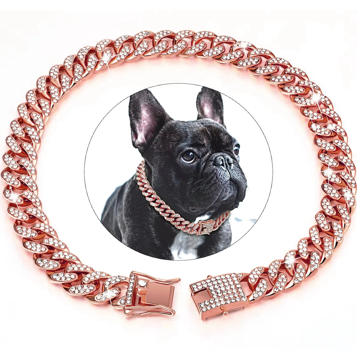 Dog & Cat Diamond Metal Collar with Secure Buckle