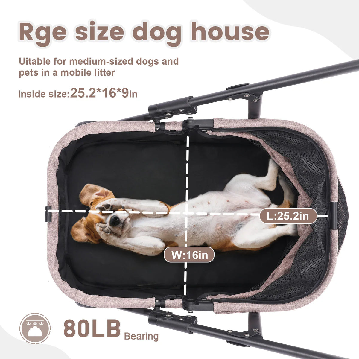 Portable, Foldable Dog Stroller  with 4 Wheels and Detachable Fashion Bag