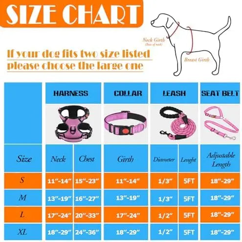 Training Kit for Dogs: Harness, Collar, Leash, Seat Belt, Bowl, Baggie Holder