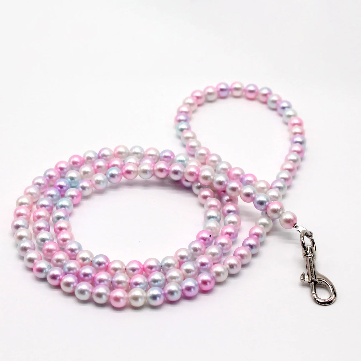 Luxury Pearl Dog Leash – Handmade Steel Wire Chain for Small Dogs & Cats