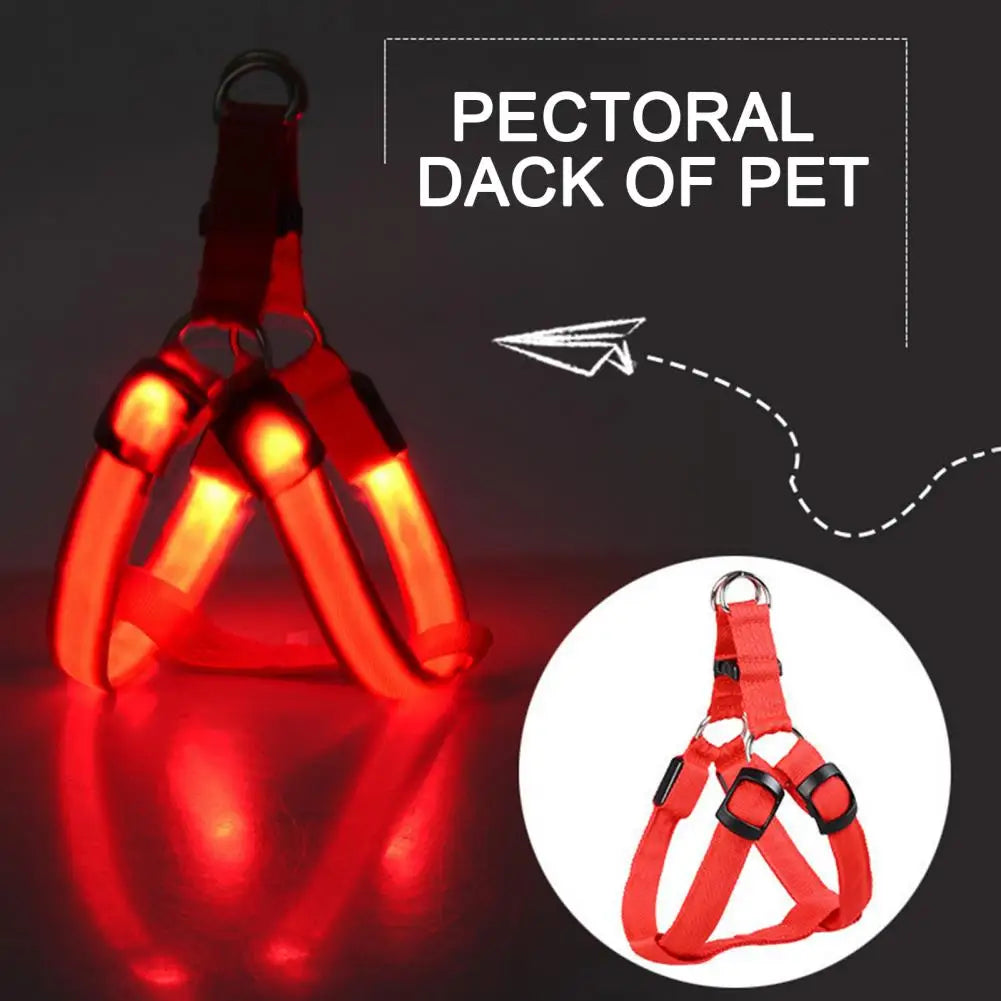 Adjustable, USB Rechargeable, LED Pet Harness - Glow-in-The-Dark Safety Harness