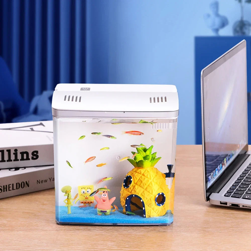 1PC Household fish tank, living room, small mini betta fish tank, desktop ecological tank