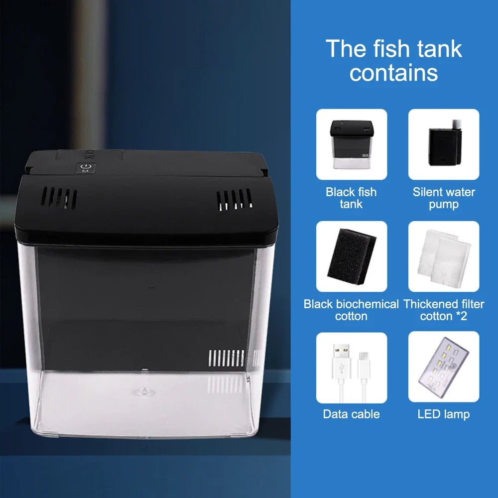 1PC Household fish tank, living room, small mini betta fish tank, desktop ecological tank
