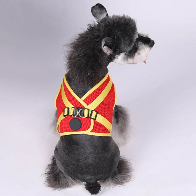 Dog Harness with Airtag Tracker and Leash Set - Mesh and Nylon