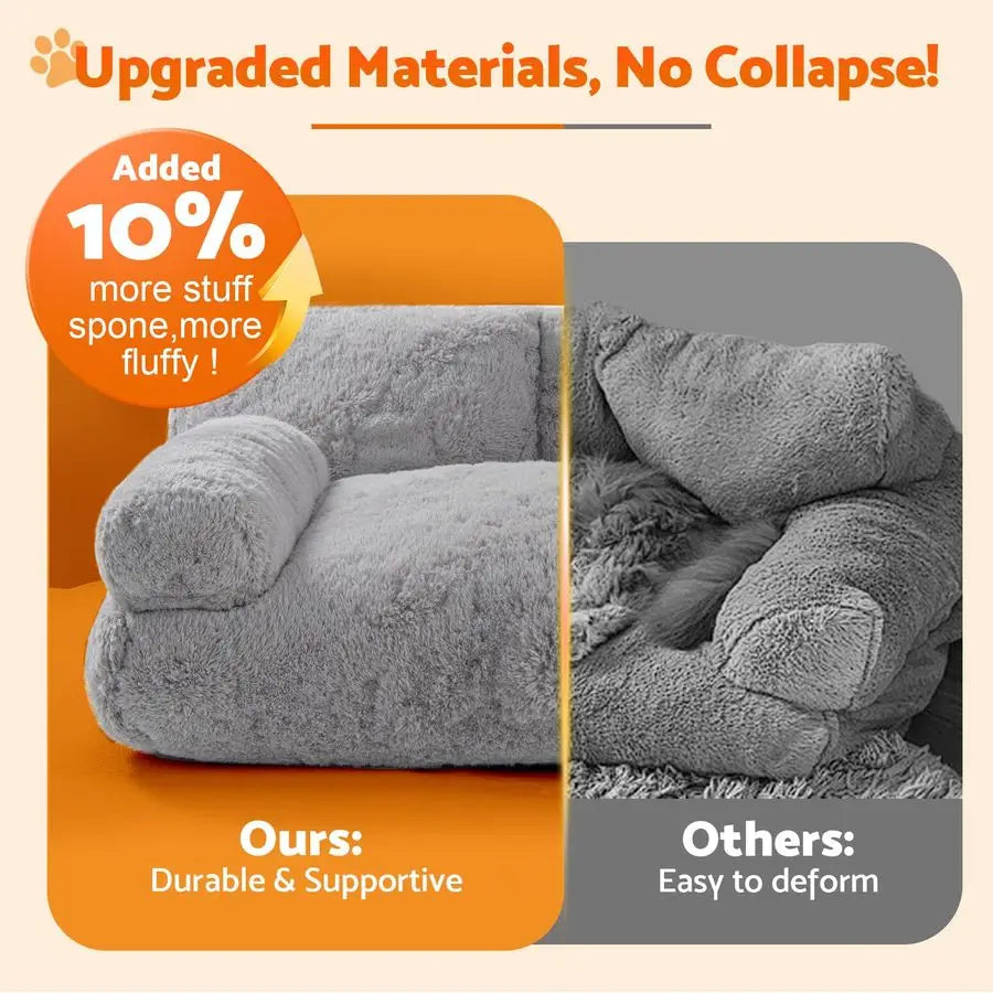 Large Washable Cat Bed - Orthopedic Pet Couch Beds with Bolstered Edges