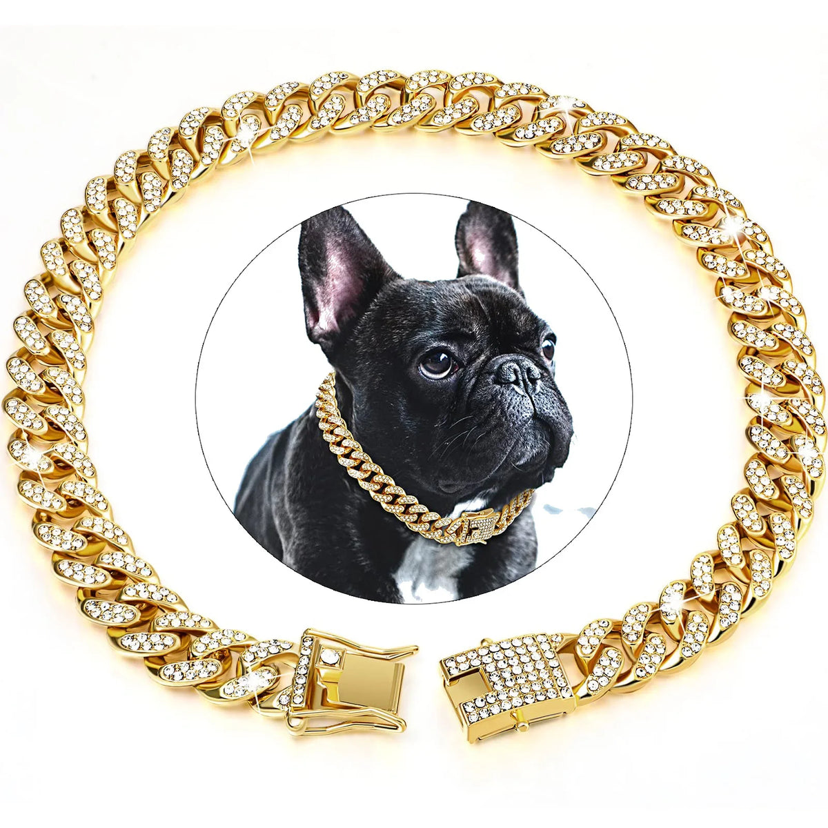 Dog & Cat Diamond Metal Collar with Secure Buckle