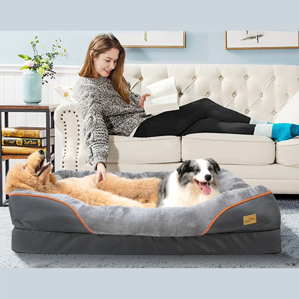 Dog Bed Waterproof, Anti Allergy, Fleece, Removable, Washable Cover
