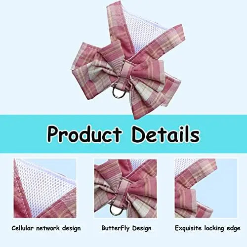Dog and Cat Harness with Bow and D ring on back