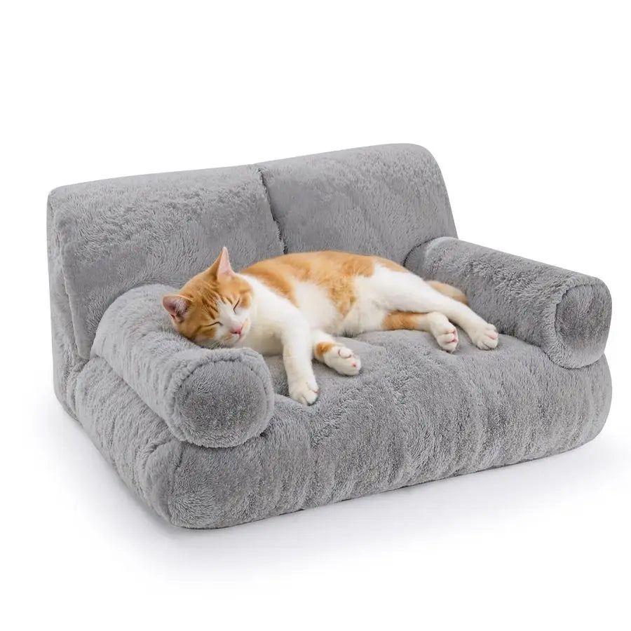 Large Washable Cat Bed - Orthopedic Pet Couch Beds with Bolstered Edges