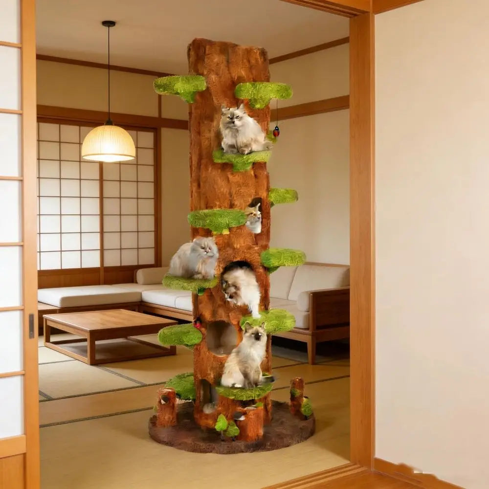 Cat Tower with 6 Condos, Cushions, Scratching Board, Plush Platform & Top Perch (41"L x 33"W x 76"H)
