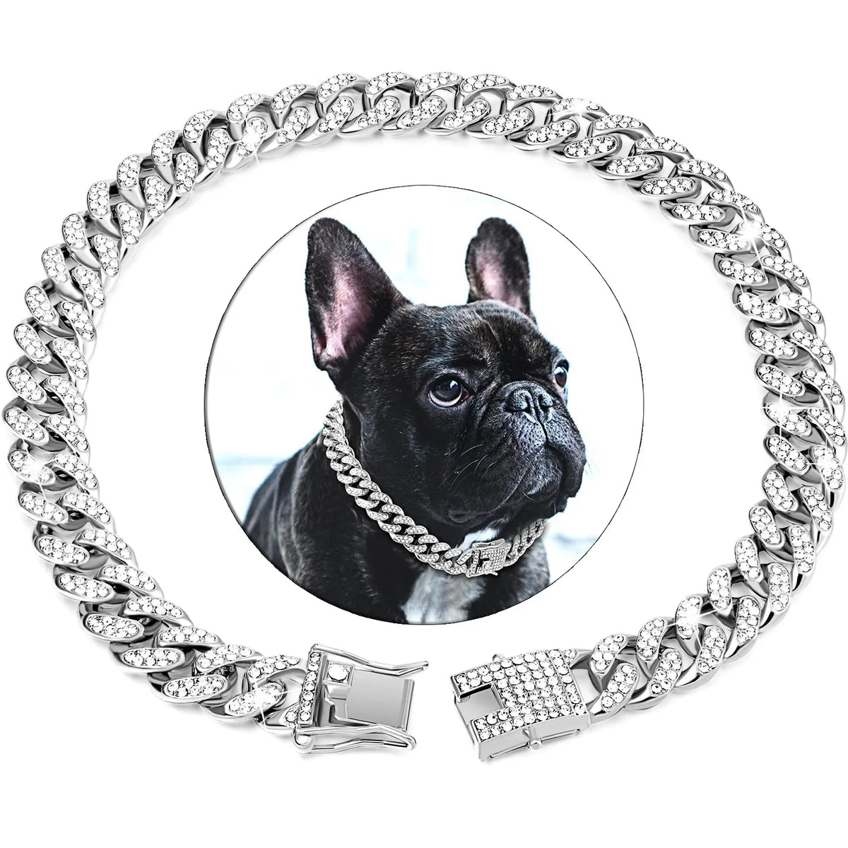 Dog & Cat Diamond Metal Collar with Secure Buckle