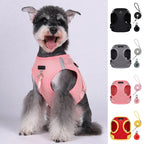 Dog Harness with Airtag Tracker and Leash Set - Mesh and Nylon