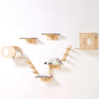Wall Mounted Cat Wall Shelves and Perches with Jumping Boards, Hammocks