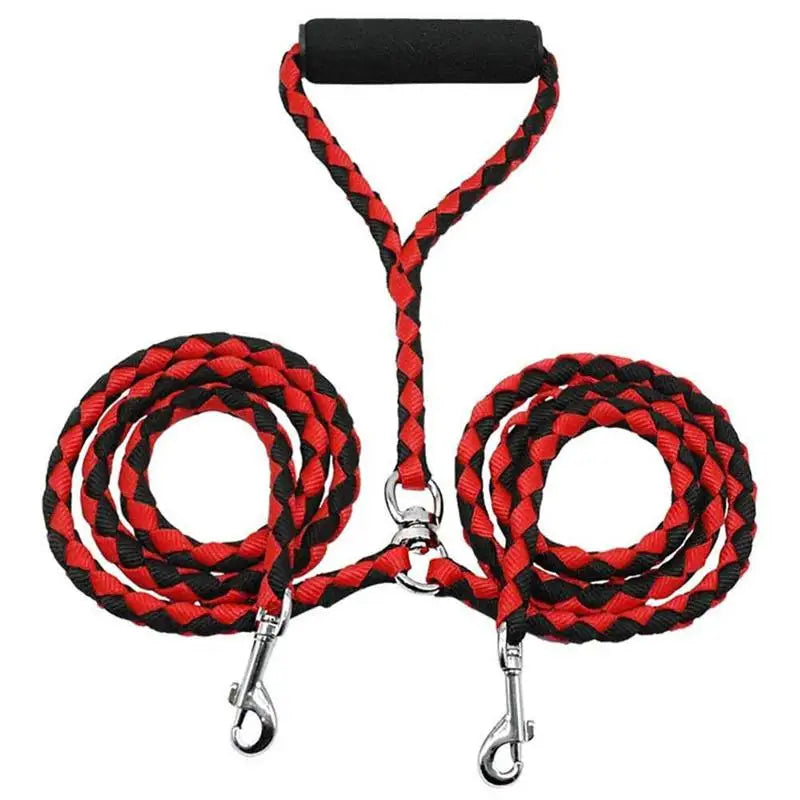 Pet Double Leash with 2 Way Couplers - Rope Elastic