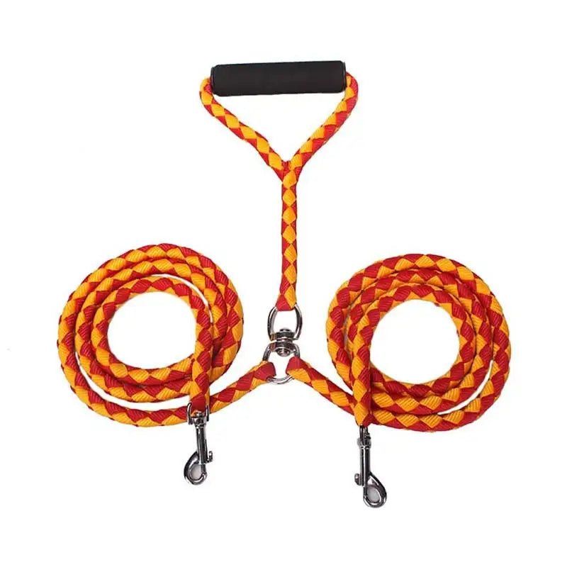 Pet Double Leash with 2 Way Couplers - Rope Elastic