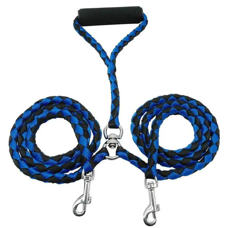 Pet Double Leash with 2 Way Couplers - Rope Elastic