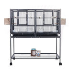 Breeding Flight Bird Cage with Detachable Rolling Stand Breeder Cage with Perches, Food Boxes, Slide-Out Tray and Storage Shelf