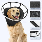 Dog Wound Soft Recovery Cone - Adjustable, Anti-Lick/Anti-Bite Shield, Breathable Pet Cone