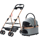 3 in 1 Folding Pet Stroller Detachable Carrier Easy Lock Canopy 30lbs for Medium Dogs Small Dogs Cats