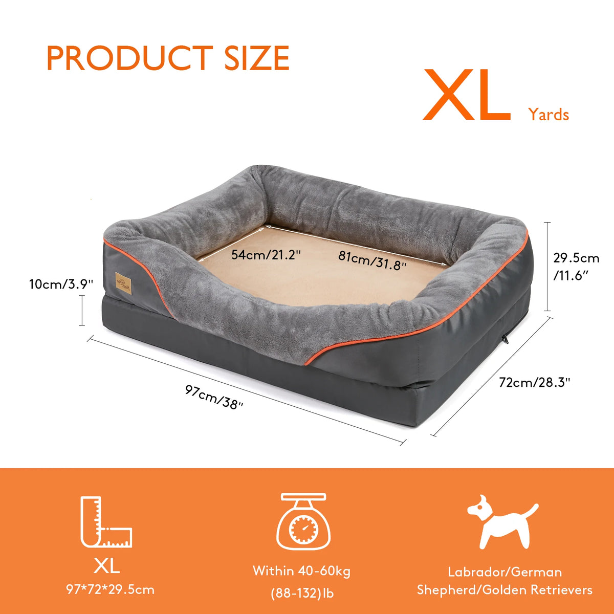 Dog Bed Waterproof, Anti Allergy, Fleece, Removable, Washable Cover
