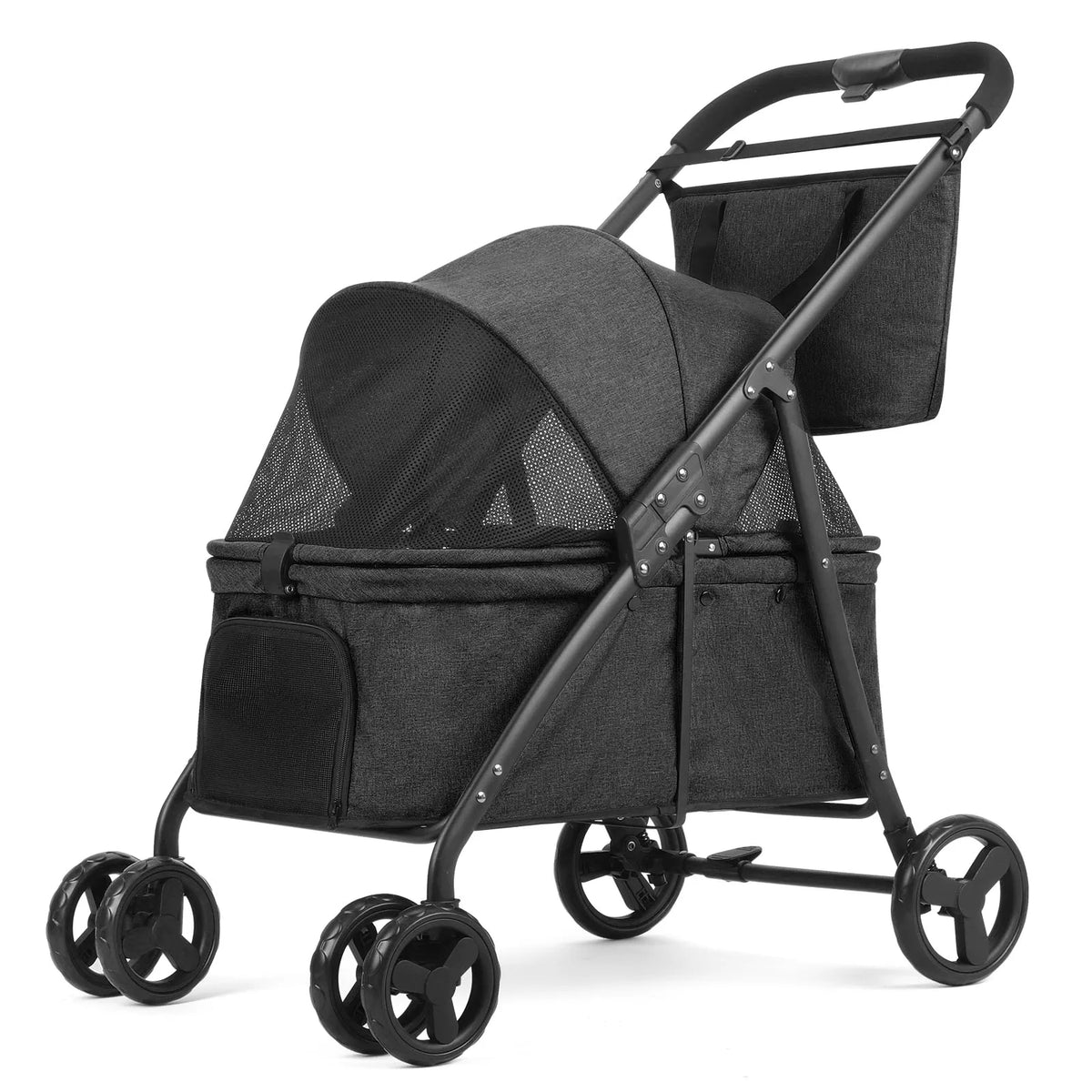 Portable, Foldable Dog Stroller  with 4 Wheels and Detachable Fashion Bag