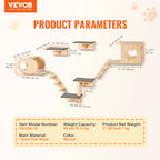 Wall Mounted Cat Wall Shelves and Perches with Jumping Boards, Hammocks