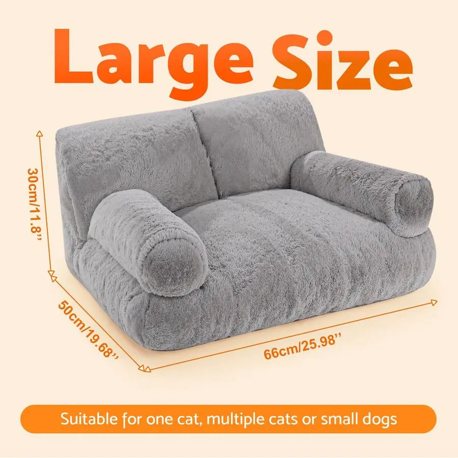Large Washable Cat Bed - Orthopedic Pet Couch Beds with Bolstered Edges