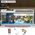 Fish tank household aquarium living room desktop ecological circulation tank filter oxygenation integrated tank with cover