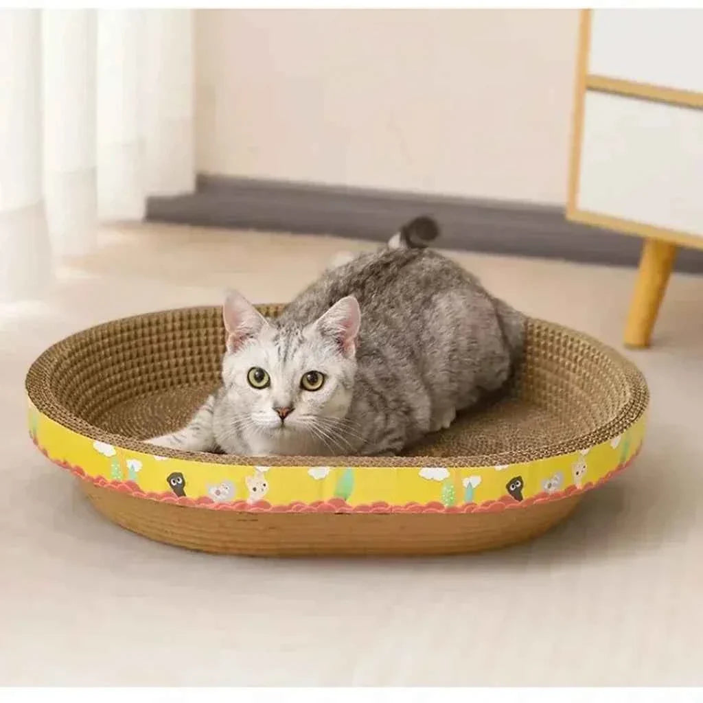 Oval Cat Scratch Board – Cat Scratcher and Bed