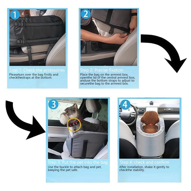 Center Console Pet Car Carrier for Cats and Dogs - Pet Travel Bag