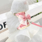 Cute Bowknot Cat Harness Dress with Leash