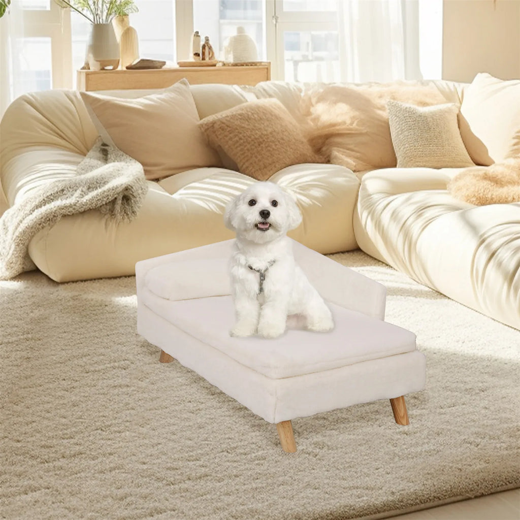 Elevated Pet Stool Bed, with Cozy Waterproof Pad and Sturdy Wood Legs