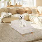 Elevated Pet Stool Bed, with Cozy Waterproof Pad and Sturdy Wood Legs