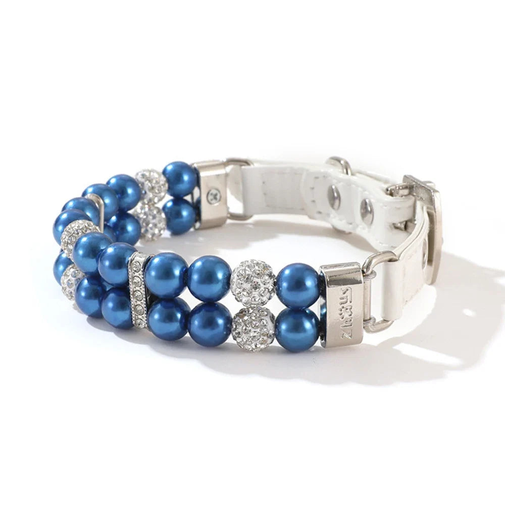Pearl Pet Collar with Rhinestones for Small/Medium Dogs