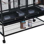 Breeding Flight Bird Cage with Detachable Rolling Stand Breeder Cage with Perches, Food Boxes, Slide-Out Tray and Storage Shelf