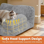 Large Washable Cat Bed - Orthopedic Pet Couch Beds with Bolstered Edges