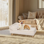 Elevated Pet Stool Bed, with Cozy Waterproof Pad and Sturdy Wood Legs