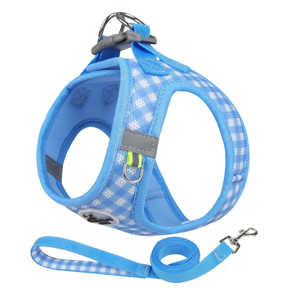 Stylish Checkered Cat Harness and Leash Set for Safe Adventures