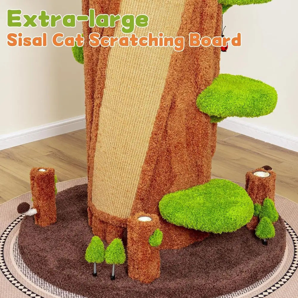 Cat Tower with 6 Condos, Cushions, Scratching Board, Plush Platform & Top Perch (41"L x 33"W x 76"H)