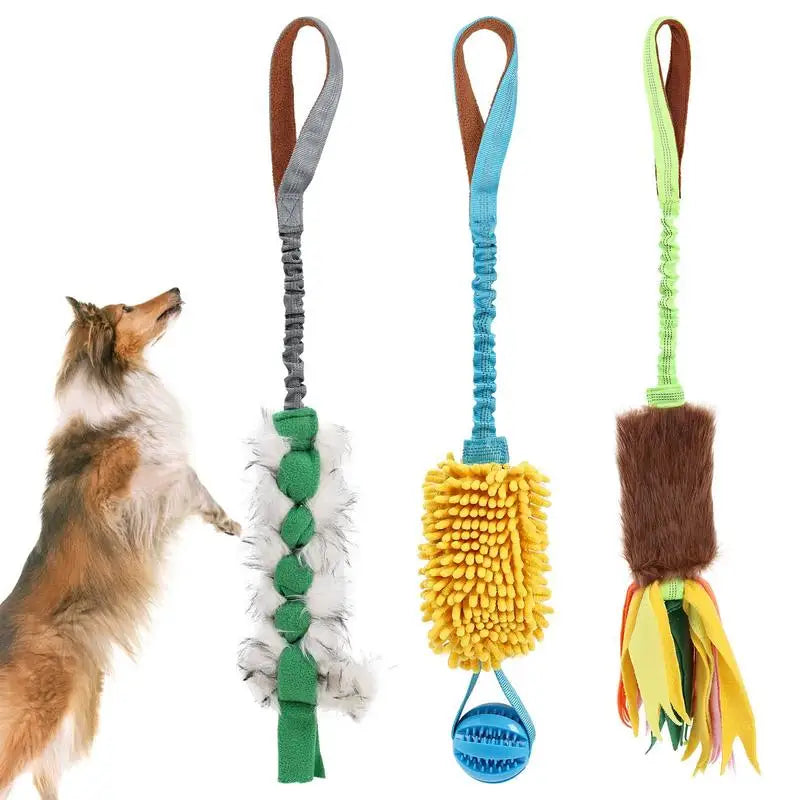 Dog Toy, Rope, Squeaky, Chew Interactive Toy with Elastic Drawstring